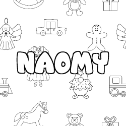 Coloring page first name NAOMY - Toys background