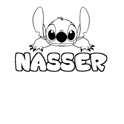Coloring page first name NASSER - Stitch background
