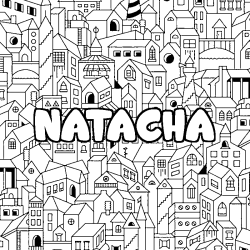 Coloring page first name NATACHA - City background