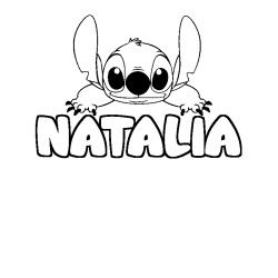 Coloring page first name NATALIA - Stitch background