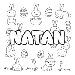 Coloring page first name NATAN - Easter background