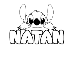 Coloring page first name NATAN - Stitch background