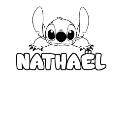Coloring page first name NATHAËL - Stitch background