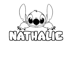 Coloring page first name NATHALIE - Stitch background