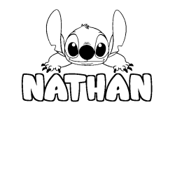 Coloring page first name NATHAN - Stitch background