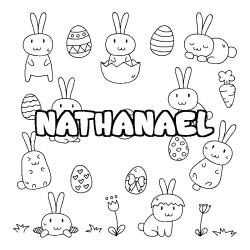 Coloring page first name NATHANAEL - Easter background