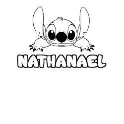 Coloring page first name NATHANAEL - Stitch background