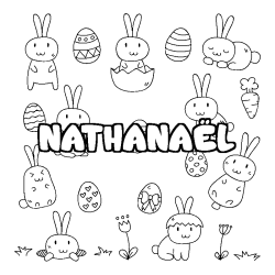 Coloring page first name NATHANAËL - Easter background