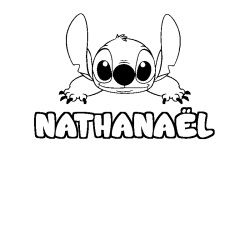 Coloring page first name NATHANAËL - Stitch background