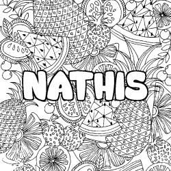Coloring page first name NATHIS - Fruits mandala background