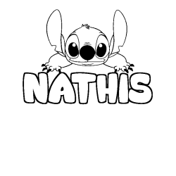 Coloring page first name NATHIS - Stitch background