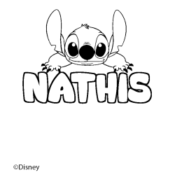 Coloring page first name NATHIS - Stitch background