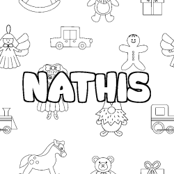 Coloring page first name NATHIS - Toys background