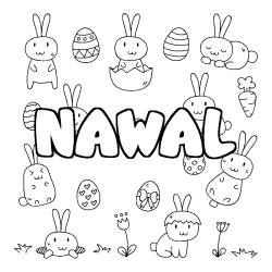 Coloring page first name NAWAL - Easter background