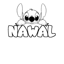 Coloring page first name NAWAL - Stitch background