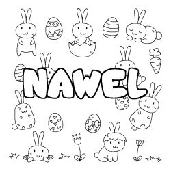 Coloring page first name NAWEL - Easter background