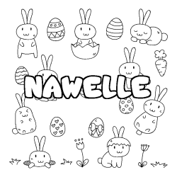 Coloring page first name NAWELLE - Easter background