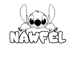 Coloring page first name NAWFEL - Stitch background