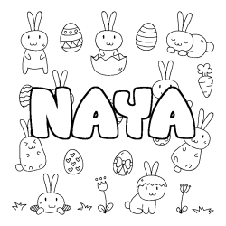 Coloring page first name NAYA - Easter background