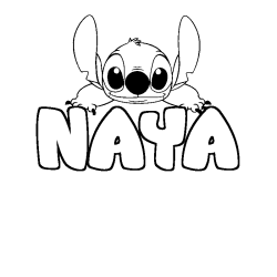 Coloring page first name NAYA - Stitch background