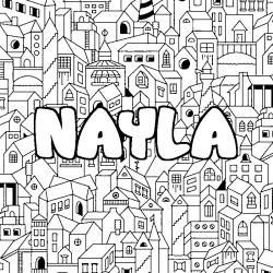 Coloring page first name NAYLA - City background