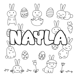 Coloring page first name NAYLA - Easter background