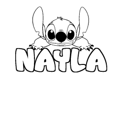 Coloring page first name NAYLA - Stitch background