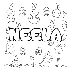 Coloring page first name NEELA - Easter background