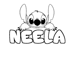Coloring page first name NEELA - Stitch background