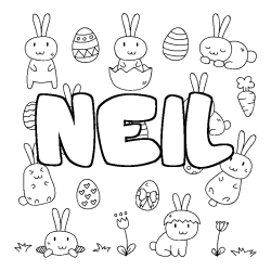 Coloring page first name NEIL - Easter background