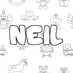 Coloring page first name NEIL - Toys background