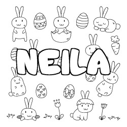 Coloring page first name NEILA - Easter background