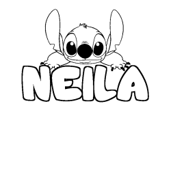 Coloring page first name NEILA - Stitch background