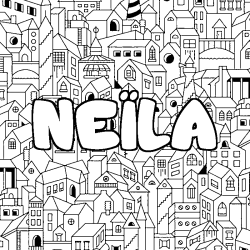 Coloring page first name NEÏLA - City background