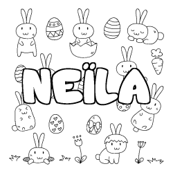 Coloring page first name NEÏLA - Easter background