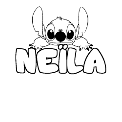 Coloring page first name NEÏLA - Stitch background