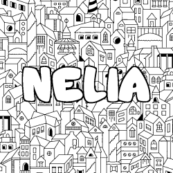 Coloring page first name NELIA - City background