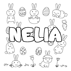 Coloring page first name NELIA - Easter background