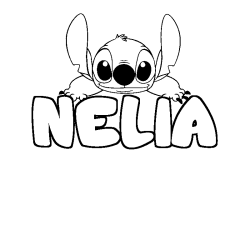 Coloring page first name NELIA - Stitch background