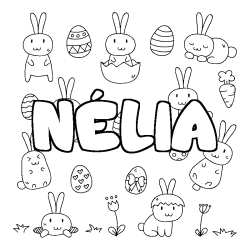 Coloring page first name NÉLIA - Easter background