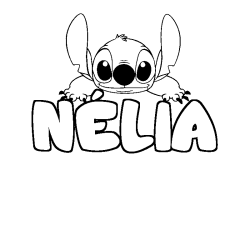 Coloring page first name NÉLIA - Stitch background