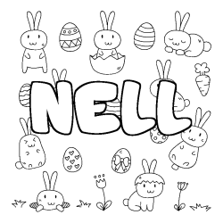 Coloring page first name NELL - Easter background