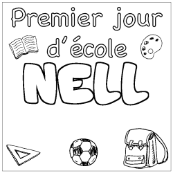 Coloring page first name NELL - School First day background