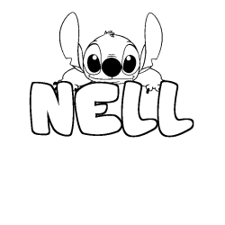 Coloring page first name NELL - Stitch background