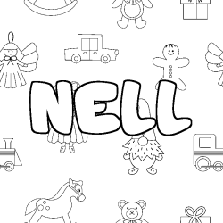 Coloring page first name NELL - Toys background