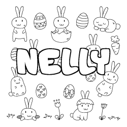 Coloring page first name NELLY - Easter background