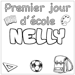 Coloring page first name NELLY - School First day background