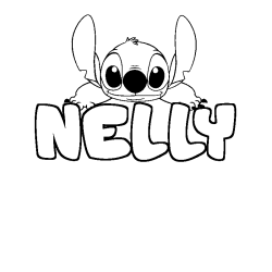Coloring page first name NELLY - Stitch background
