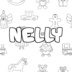 Coloring page first name NELLY - Toys background
