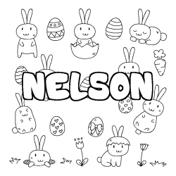 Coloring page first name NELSON - Easter background